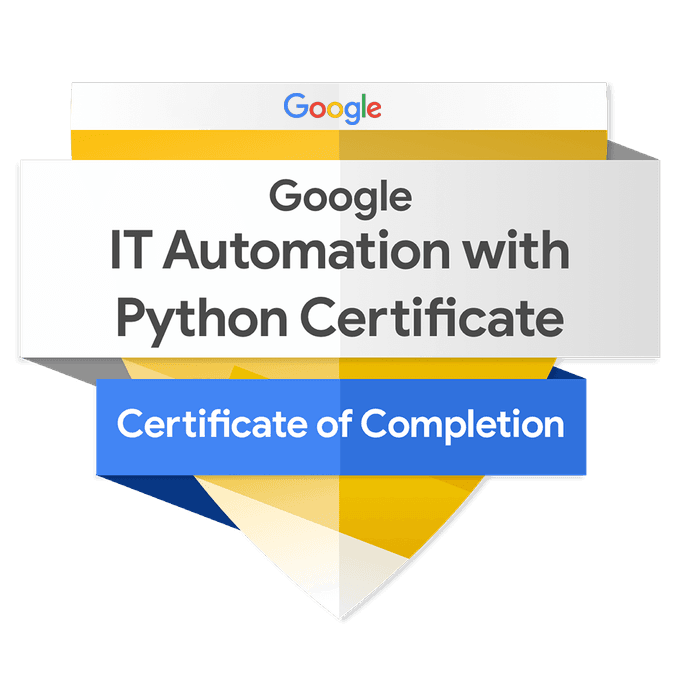 Google IT Automation with Python certificate preview